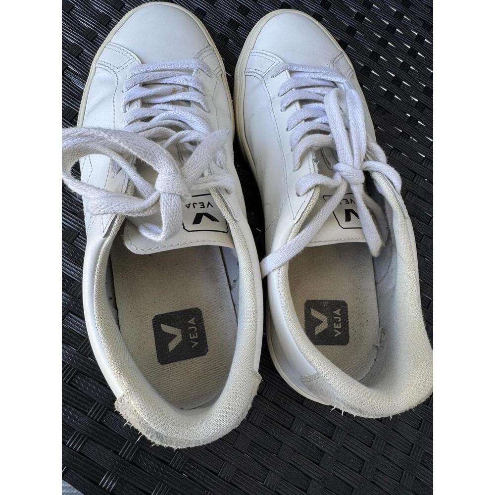 VEJA Esplar Leather Low-Top Sneakers White Beige Suede Heel Size EU 39 US‎ 8 - Picture 6 of 9